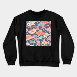 A Seamless Pattern of Adorable Pastel Fish Crewneck Sweatshirt